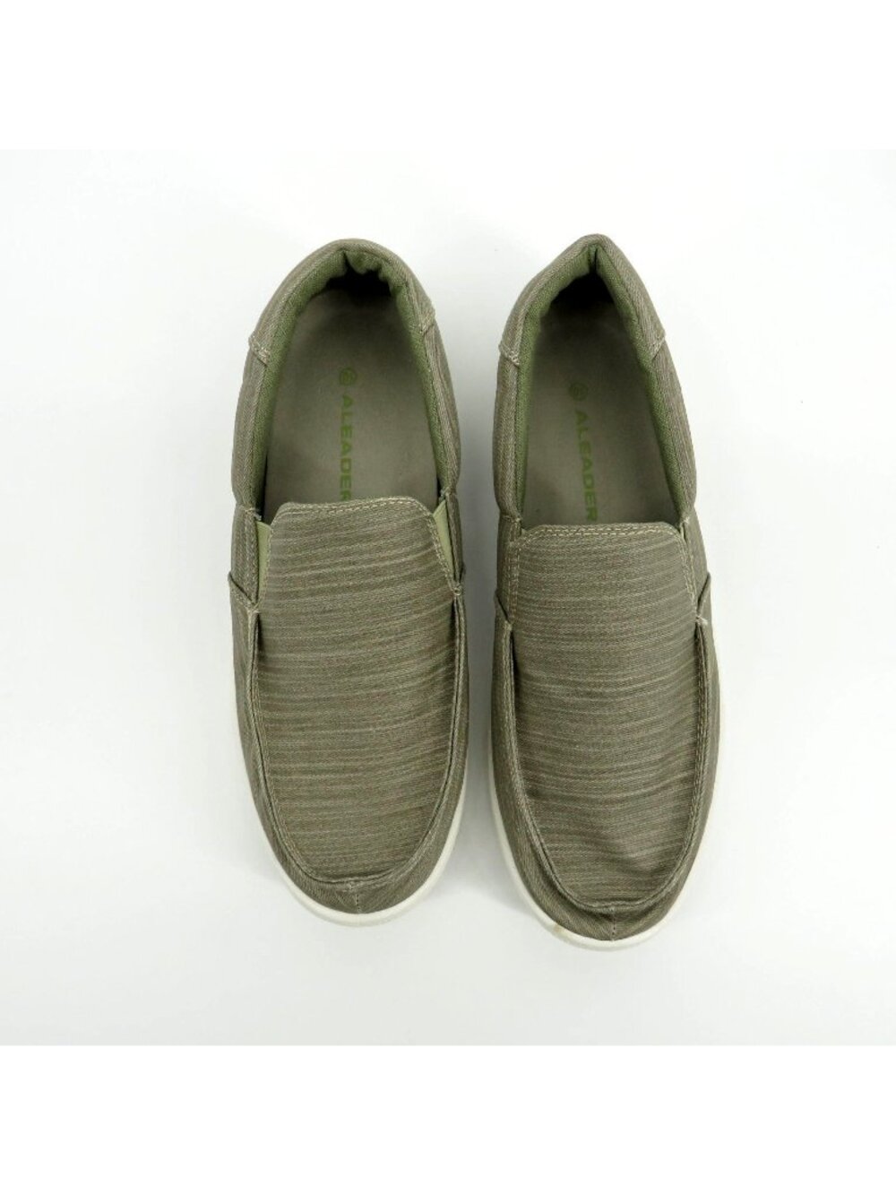 Aleader Mens  Slip-On Loafers Olive Green Canvas Shoes Size 10